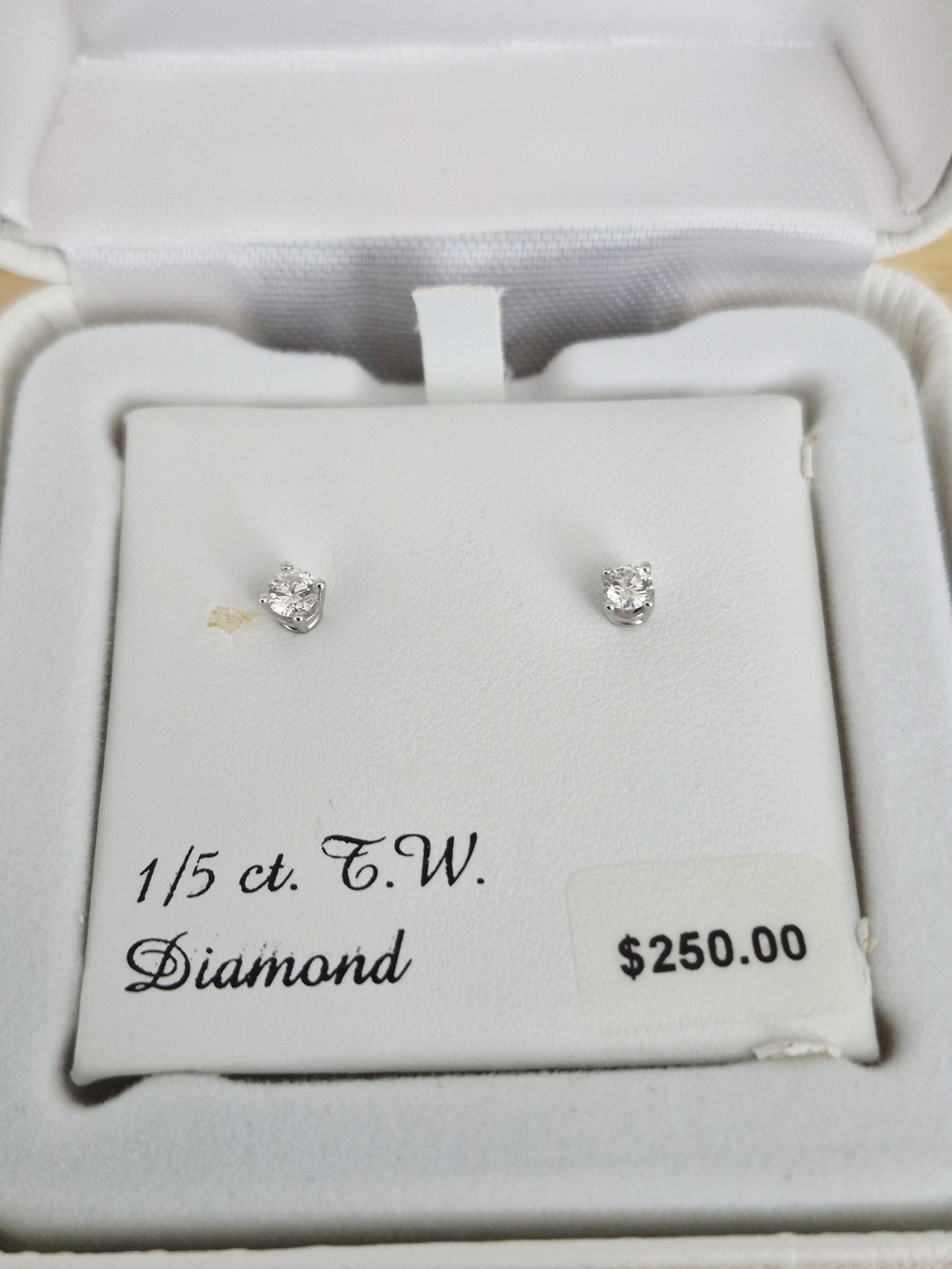 Diamond Stud Earrings In 14k White Gold Setting - 1/5 ct. T.W.